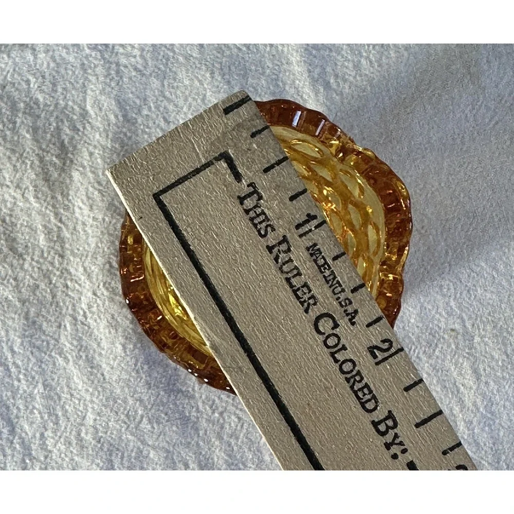 Fenton Amber Hobnail Creamer And Toothpick Holder Scalloped Edge VTG‎